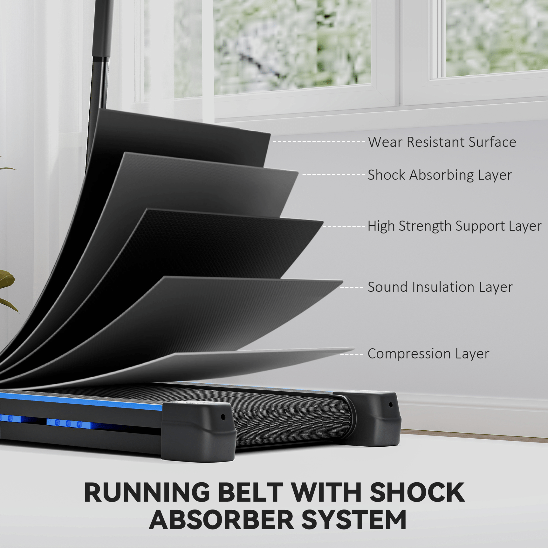 HOMCOM Blue Steel Folding Electric Treadmill with LCD Screen - Compact, Portable - Fitness Max