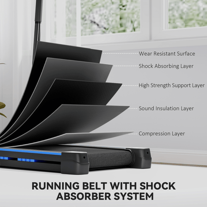 HOMCOM Blue Steel Folding Electric Treadmill with LCD Screen - Compact, Portable - Fitness Max