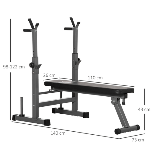 Adjustable Weight Bench with Foldable Barbell Rack and Dip Station by HOMCOM - Fitness Max