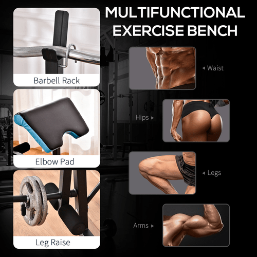 Adjustable Weight Bench with Leg Developer and Barbell Rack for Home Gym - Fitness Max