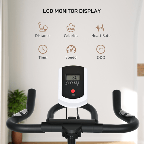 HOMCOM Indoor Cycling Bike with LCD Display and Adjustable Resistance - Fitness Max