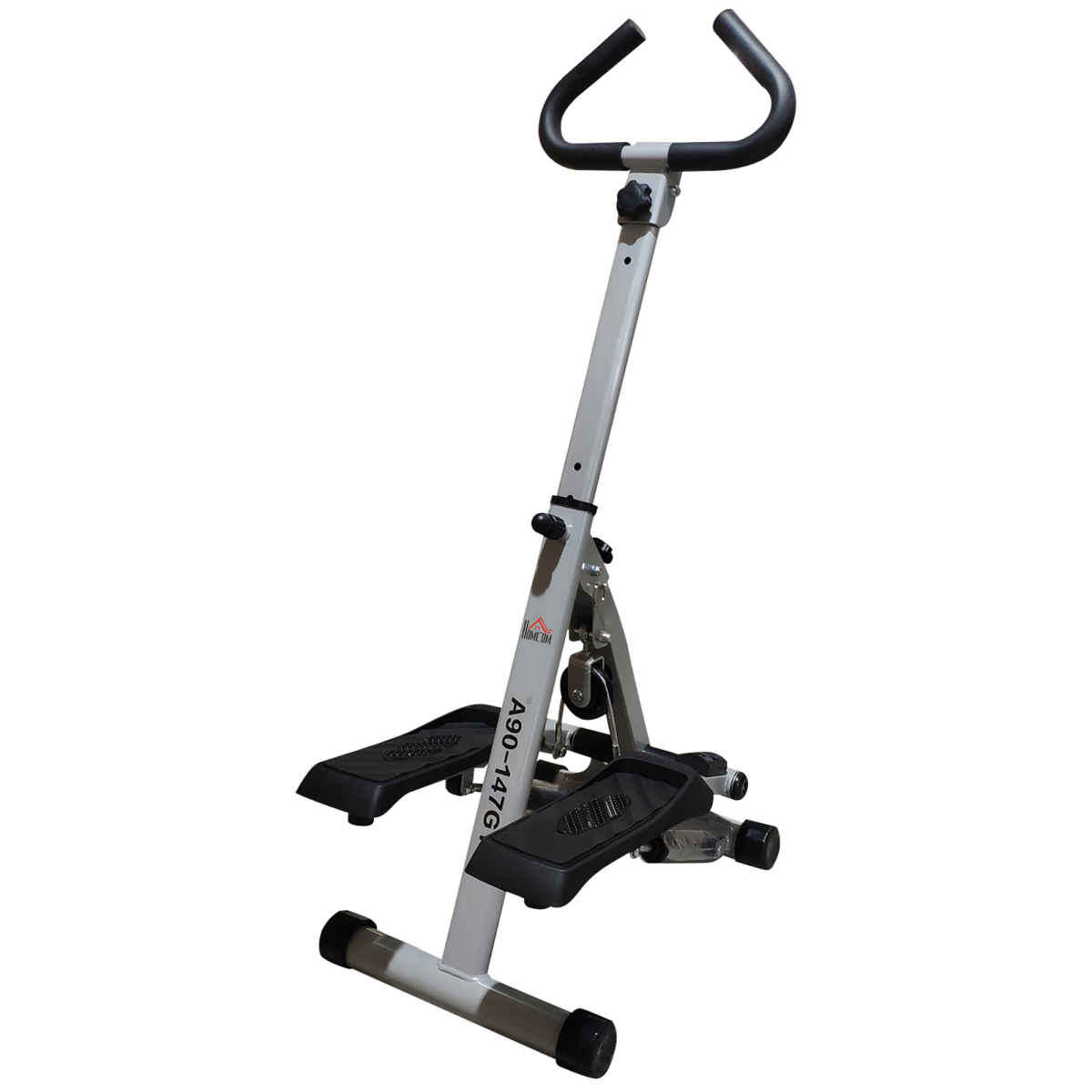 Compact Adjustable Folding Stepper with LCD Display & Handlebars - Grey