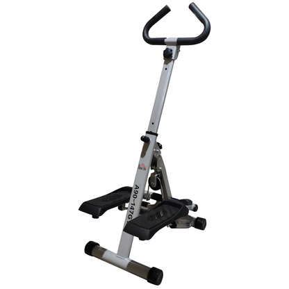 Compact Adjustable Folding Stepper with LCD Display & Handlebars - Grey