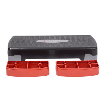 Adjustable HMS AS003 Aerobic Step: Durable, Lightweight Black/Gray/Red - Fitness Max