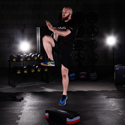 Adjustable HMS AS003 Aerobic Step: Durable, Lightweight Black/Gray/Red - Fitness Max
