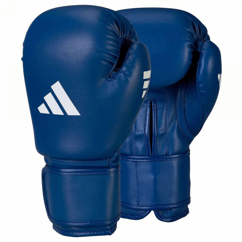 adidas Iba Cactus Leather Boxing Gloves - Blue, IBA Certified - Fitness Max