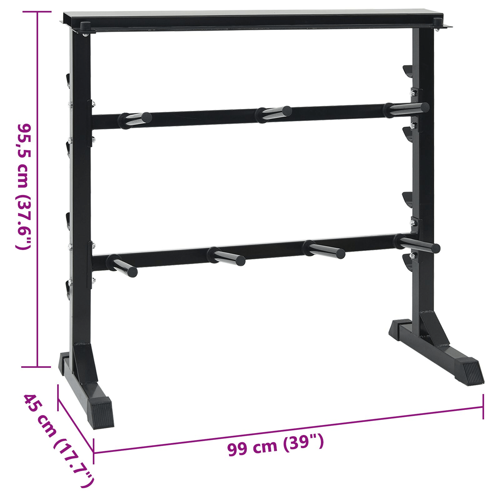 vidaXL Dumbbell Rack with 7 Holders & 8 Hooks, 300 kg Capacity, Matte Black - Fitness Max