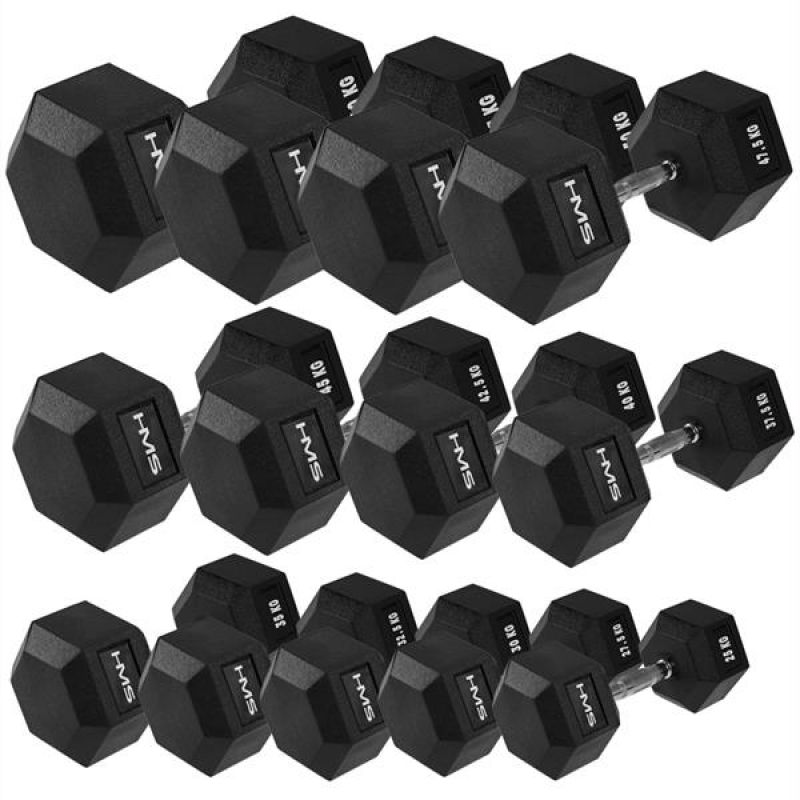 HMS HEX PRO 14 kg Dumbbell: Premium Rubber Coated Steel Weight - Fitness Max