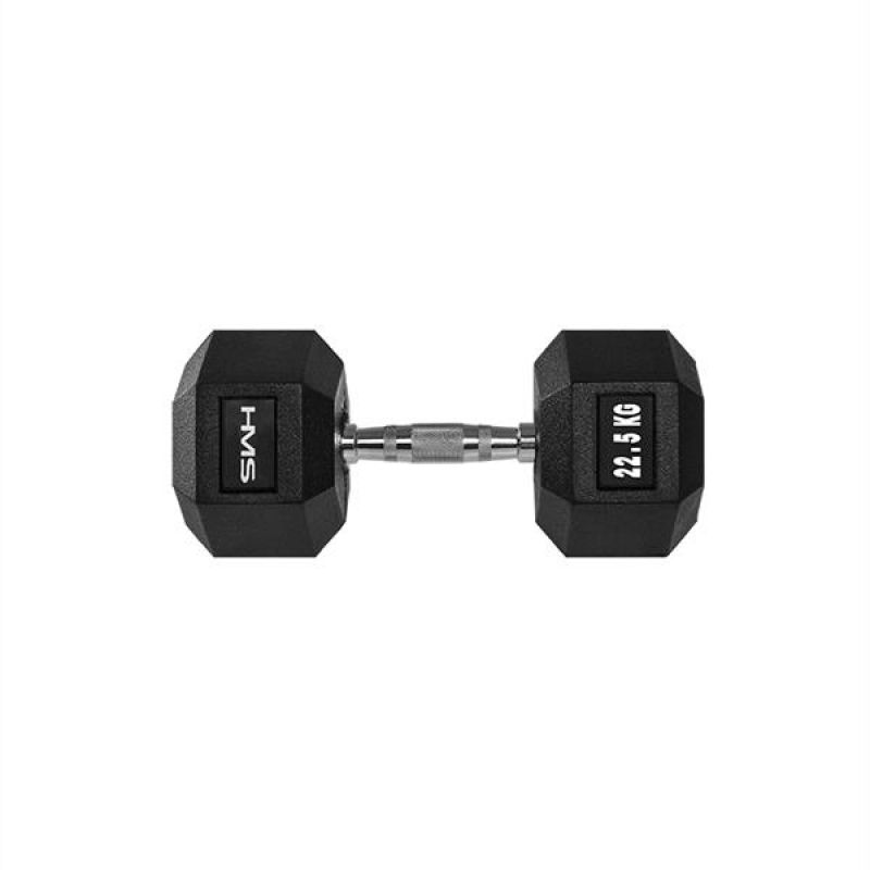 HMS HEX PRO 22.5 kg Dumbbell: Premium Rubber Coated, Ergonomic Design - Fitness Max