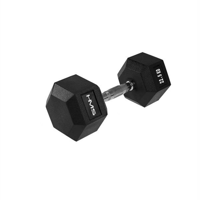 HMS HEX PRO 22.5 kg Dumbbell: Premium Rubber Coated, Ergonomic Design - Fitness Max