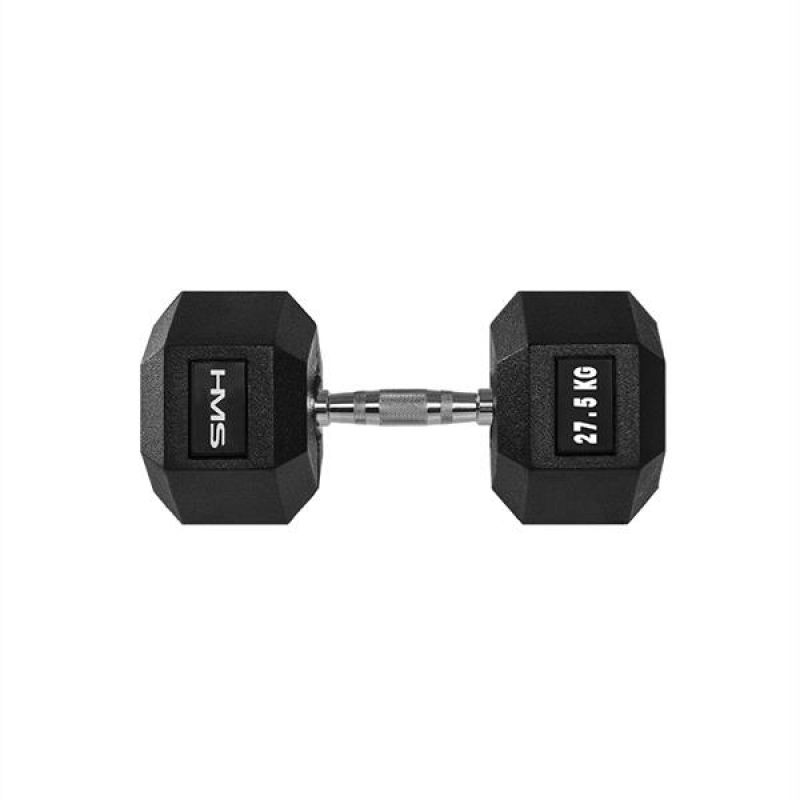 HMS HEX PRO 27.5 kg Dumbbell: Premium Rubber Coated, Ergonomic Handle - Fitness Max