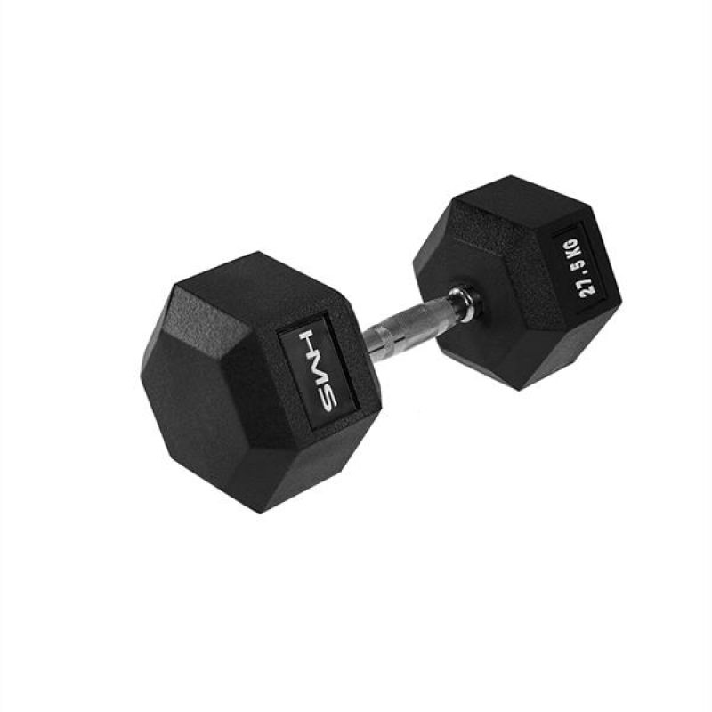 HMS HEX PRO 27.5 kg Dumbbell: Premium Rubber Coated, Ergonomic Handle - Fitness Max