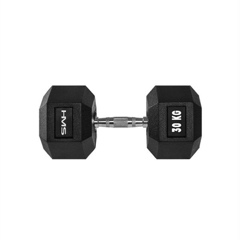 HMS HEX PRO 30kg Dumbbell: Rubber-Coated Weights for Strength Training - Fitness Max