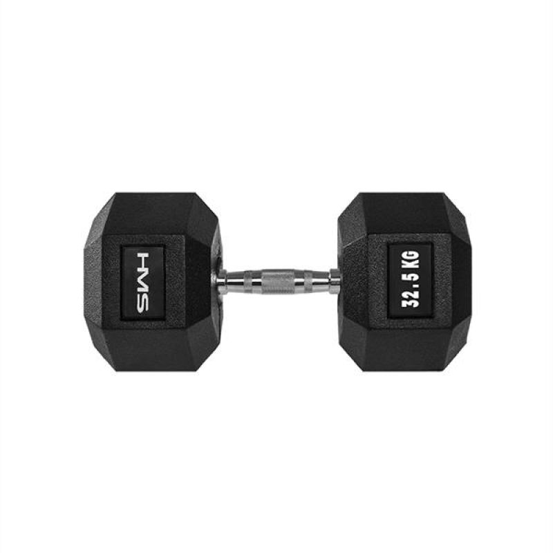HMS HEX PRO Dumbbells 32.5 kg Rubber-Coated Strength Training Weights - Fitness Max
