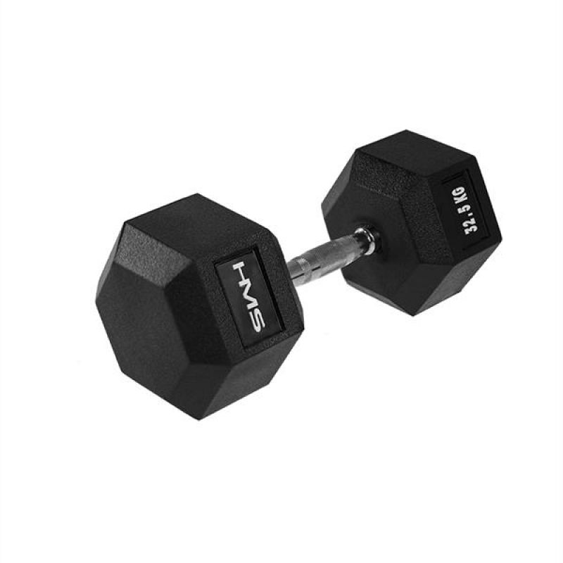 HMS HEX PRO Dumbbells 32.5 kg Rubber-Coated Strength Training Weights - Fitness Max