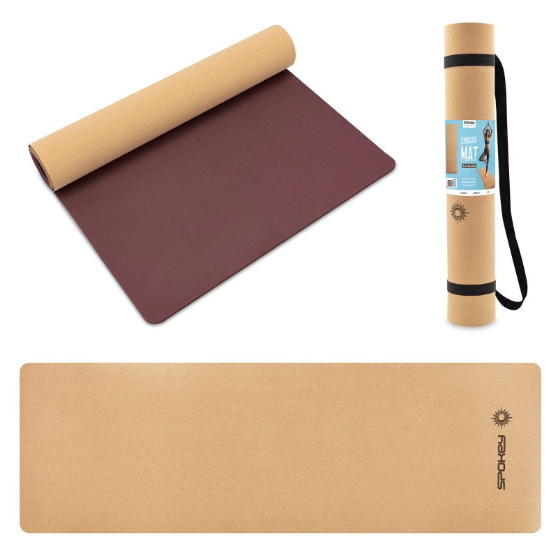 Spokey Savasana Cork Yoga Mat: Natural, Eco-Friendly, Anti-Slip, Easy Clean (183 x 61 x 0.4 cm) - Fitness Max