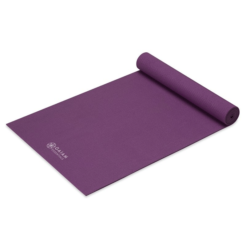 Gaiam 6mm Yoga Mat with Strap: Non-Slip, Lightweight, Durable, Comfortable - Fitness Max