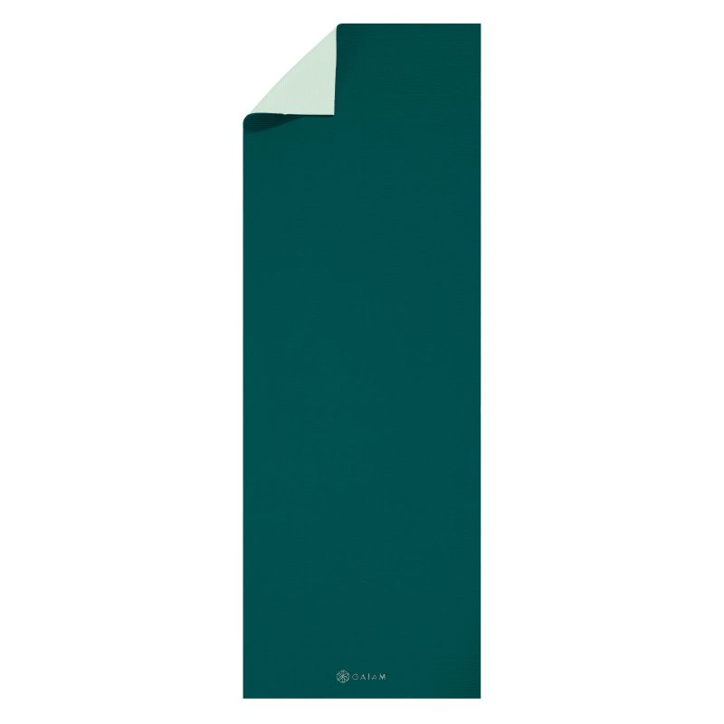 Gaiam Deep Jade Yoga Mat 5mm: Non-Slip, Double-Sided Comfort & Support - Fitness Max