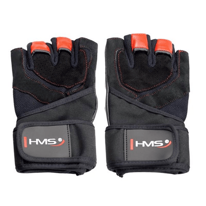 Black Red HMS RST01 Gym Gloves: High-Quality Fitness Gloves for Men - Fitness Max