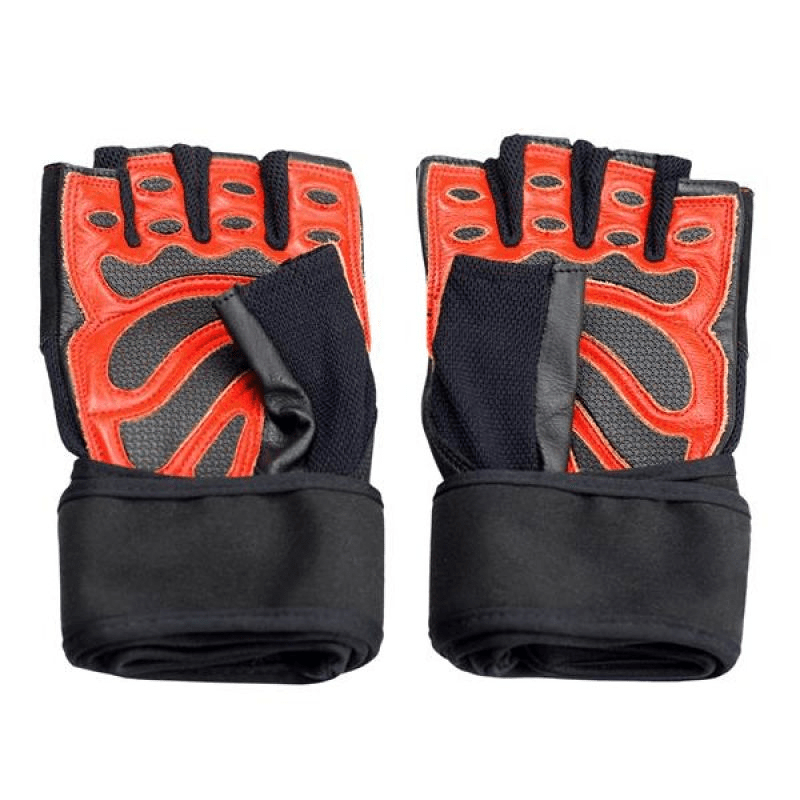 Black/Red HMS RST01 rM Gym Gloves: Premium Strength Training with Wrist Support - Fitness Max