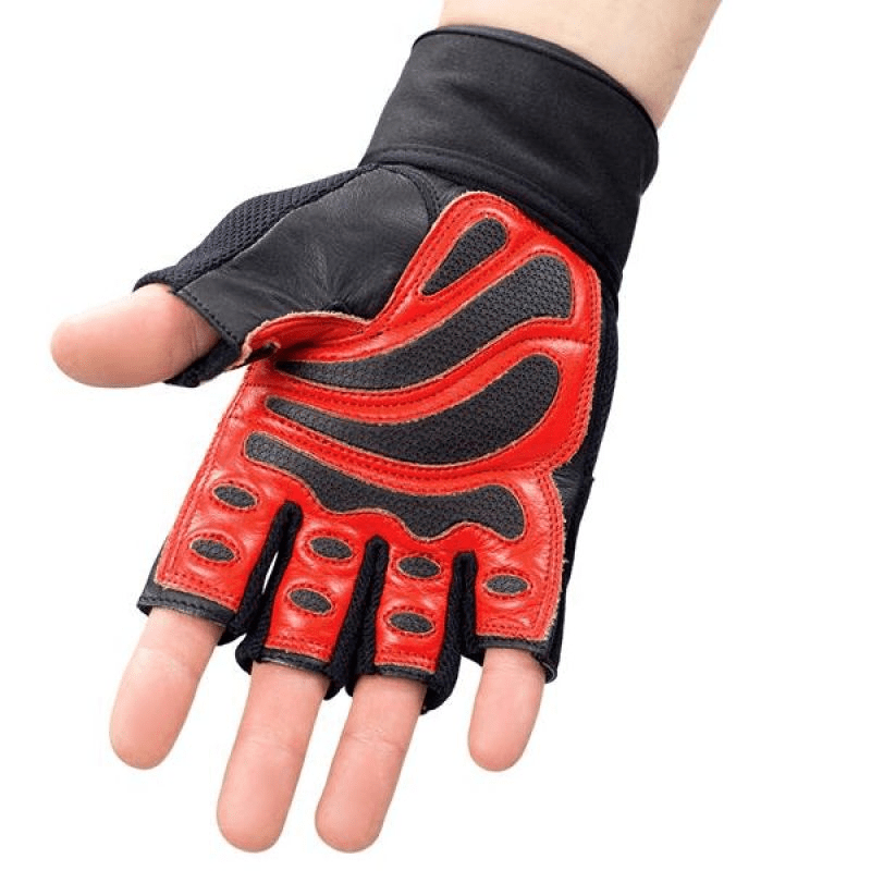 Black/Red HMS RST01 rM Gym Gloves: Premium Strength Training with Wrist Support - Fitness Max