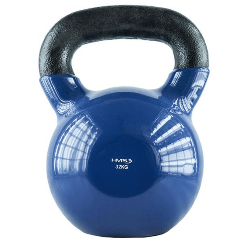 HMS KNV32 Blue 32kg Vinyl-Covered Iron Kettlebell with Ergonomic Handle - Fitness Max