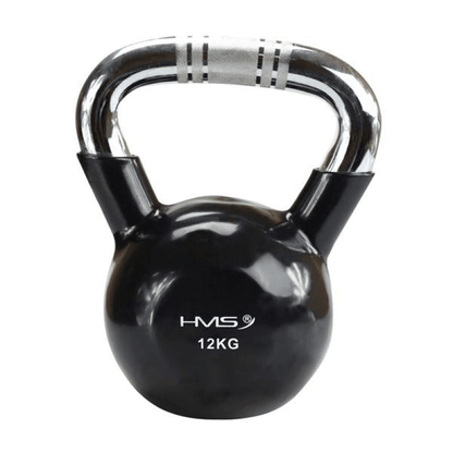 HMS KTC20 Black Cast Iron Kettlebell, Knurled Handle, 20kg Durable Ergonomic Fitness - Fitness Max