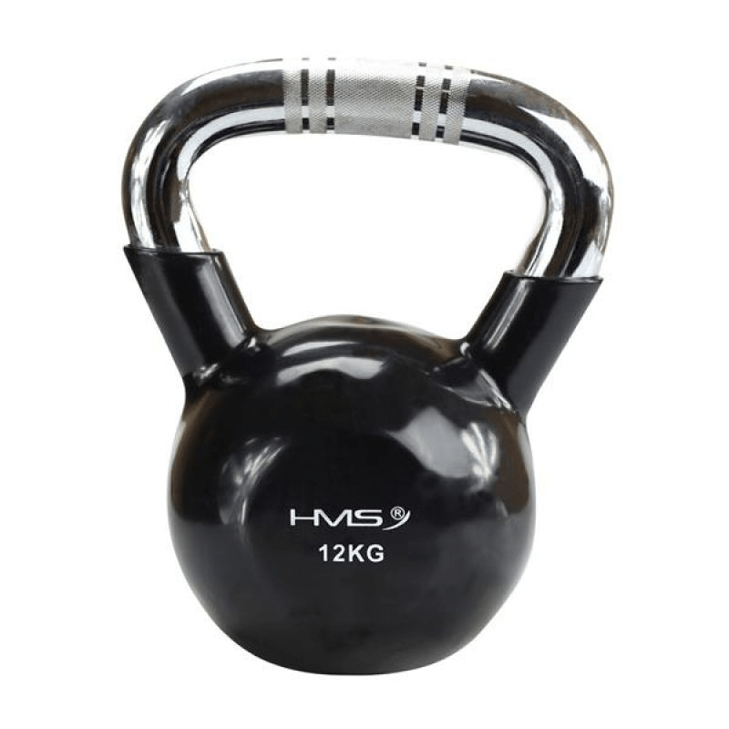 HMS KTC20 Black Cast Iron Kettlebell, Knurled Handle, 20kg Durable Ergonomic Fitness - Fitness Max