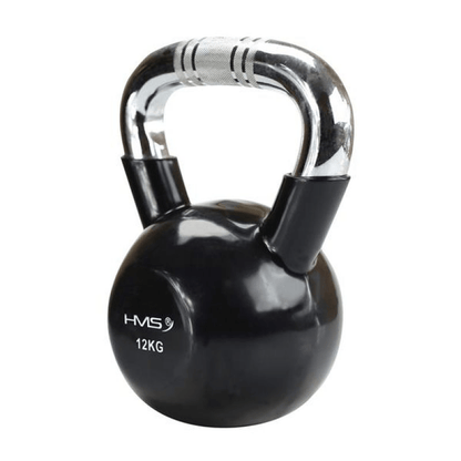 HMS KTC20 Black Cast Iron Kettlebell, Knurled Handle, 20kg Durable Ergonomic Fitness - Fitness Max