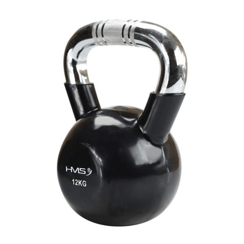 HMS KTC20 Black Cast Iron Kettlebell, Knurled Handle, 20kg Durable Ergonomic Fitness - Fitness Max