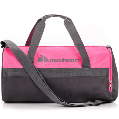 Meteor Siggy 25L Fitness Bag: Pink-Gray Gym Duffle with Shoe Compartment - Fitness Max