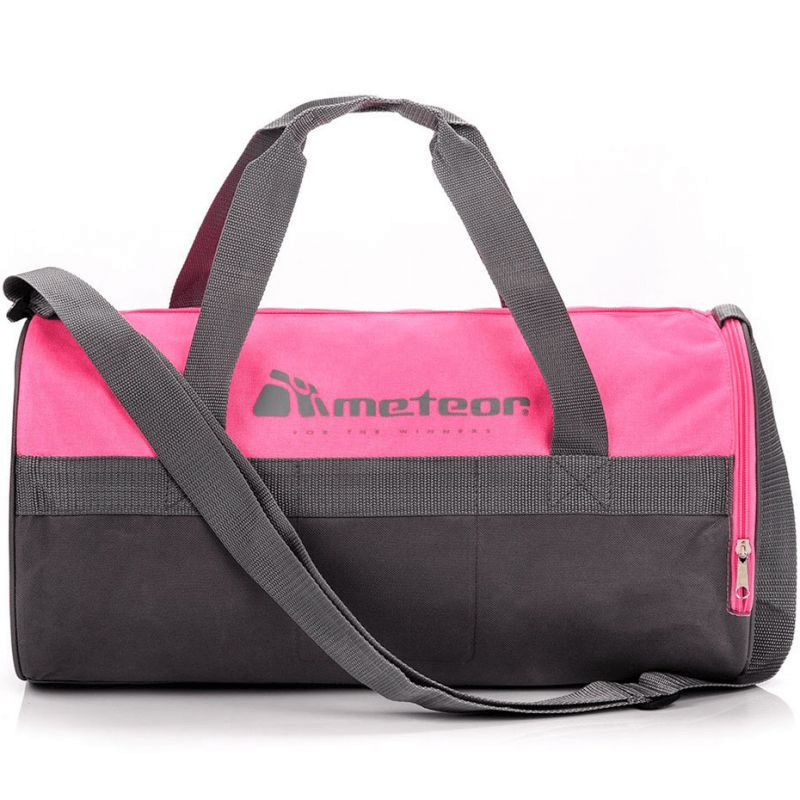 Meteor Siggy 25L Fitness Bag: Pink-Gray Gym Duffle with Shoe Compartment - Fitness Max