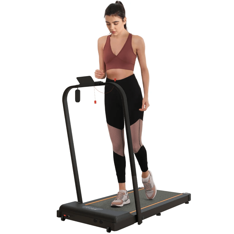 SPORTNOW 2.5HP Folding Treadmill with Remote Control, LED Display, Orange - Fitness Max