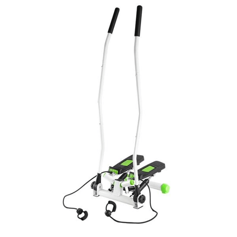 Adjustable resistance stepper with movable arms, non-slip steps - green and white. - Fitness Max