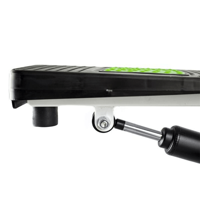 Adjustable resistance stepper with movable arms, non-slip steps - green and white. - Fitness Max
